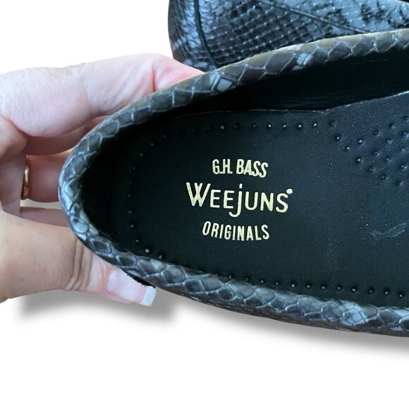 Bass Weejuns Womens Whitney Penny Loafer Sz 8 Gray Black Snake Embossed Leather - Picture 6 of 7